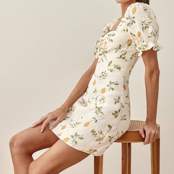 REFORMATION Easton Dress In Citron - Picture 2 of 9